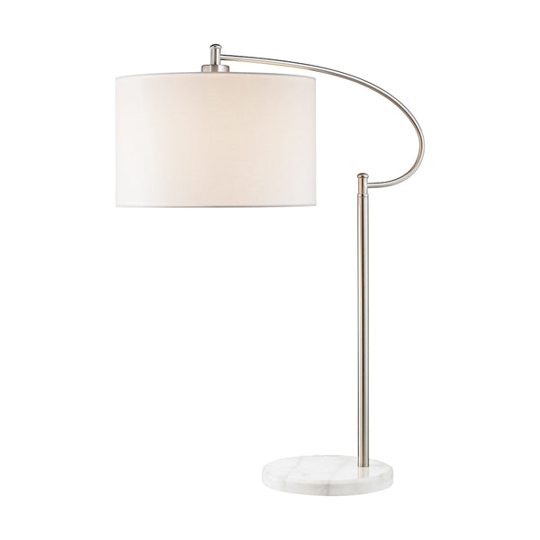 Whitecrane 1 Light Table Lamp In Satin Nickel And White