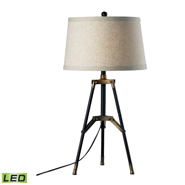 Functional Tripod LED Table Lamp in Restoration Black And Aged Gold
