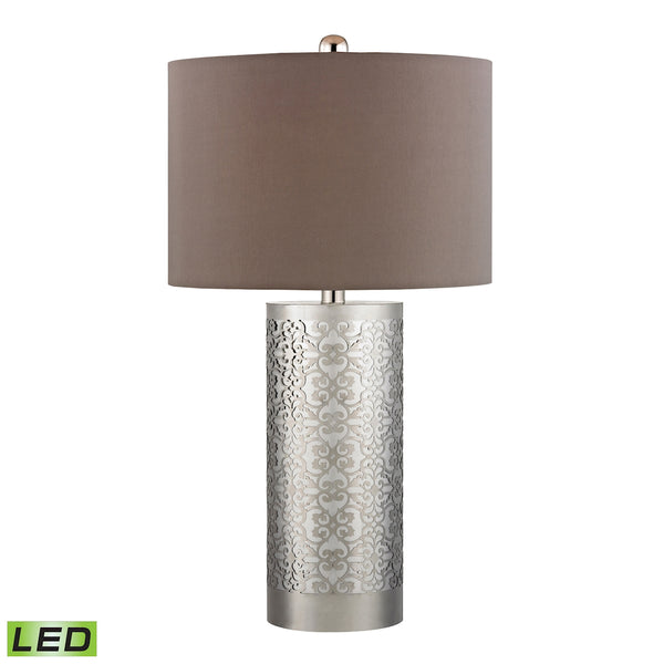 Metal Filigree LED Table Lamp in Polished Nickel