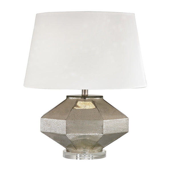 Angular Blown Glass Table Lamp in Silver