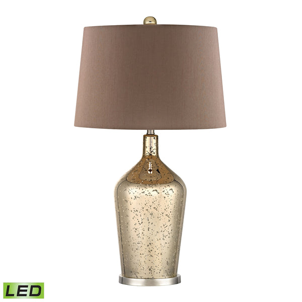 Glass Bottle LED Table Lamp In Gold Antique Mercury Glass