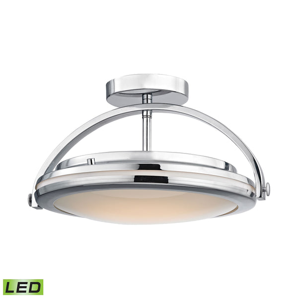 Quincy 1 Light LED Semi Flush In Chrome And Paint White Glass