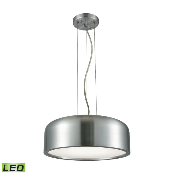 Kore 1 Light LED Pendant In Aluminum With Acrylic Diffuser - Includes Recessed Lighting Kit