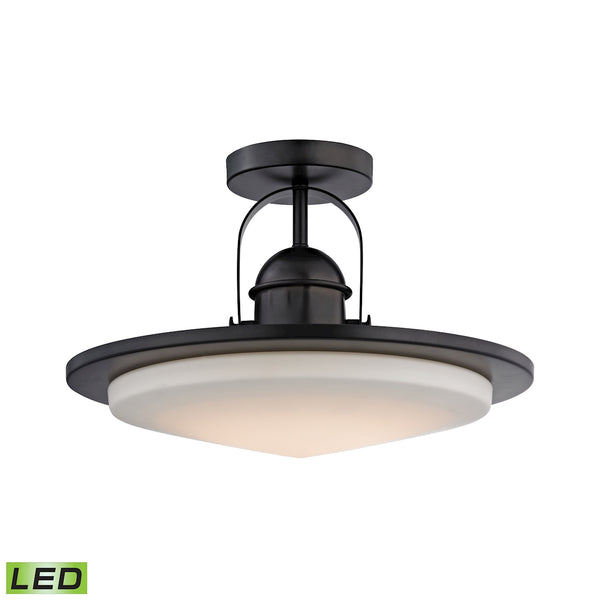 Montebello 1 Light LED Semi Flush In Oiled Bronze And Opal Glass