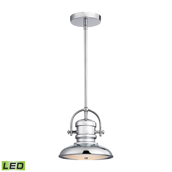 Charleton 1 Light LED Pendant In Chrome And Paint White Glass