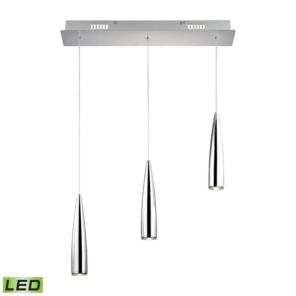 Century 3 Light LED Pendant In Chrome