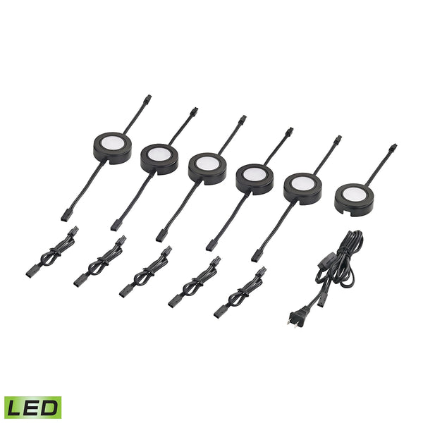 Tuxedo Swivel 6 Piece LED Undercabinet Light Set In Black