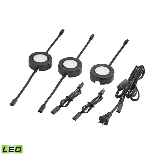 Tuxedo Swivel 3 Piece LED Undercabinet Light Set In Black