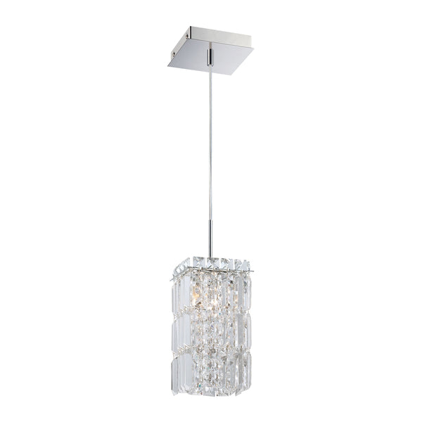 King 1 Light Pendant In Chrome And Clear Crystal Glass