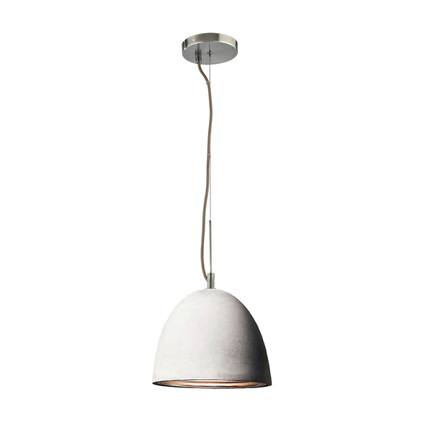 Castle 1 Light Pendant In Poured Concrete With Chrome Reflector - Small - Includes Recessed Lighting Kit