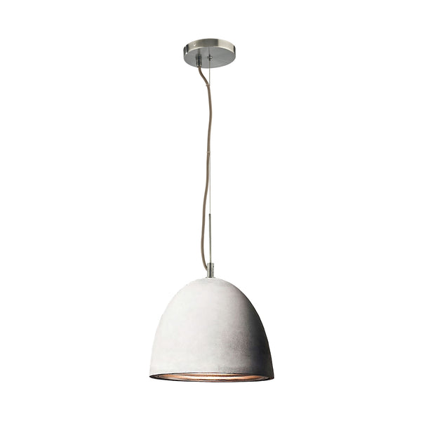 Castle 1 Light Pendant In Poured Concrete With Chrome Reflector - Medium