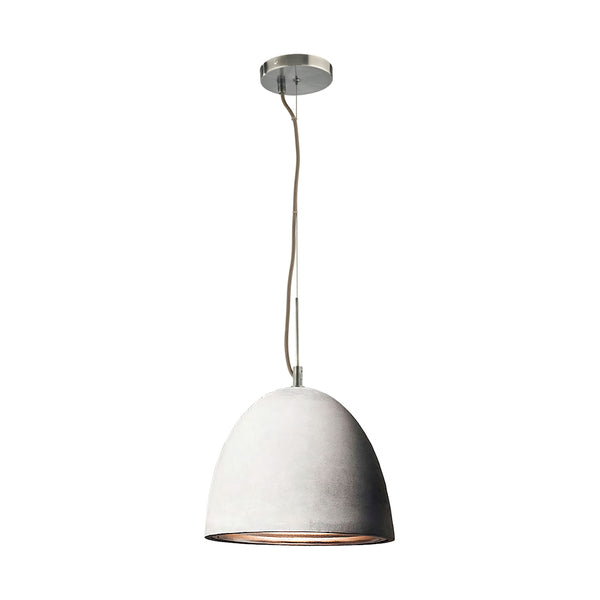 Castle 1 Light Pendant In Poured Concrete With Chrome Reflector - Large