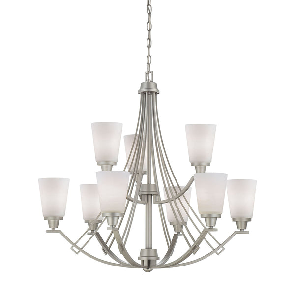 WRIGHT chandelier Matte Nickel 9x60W 120