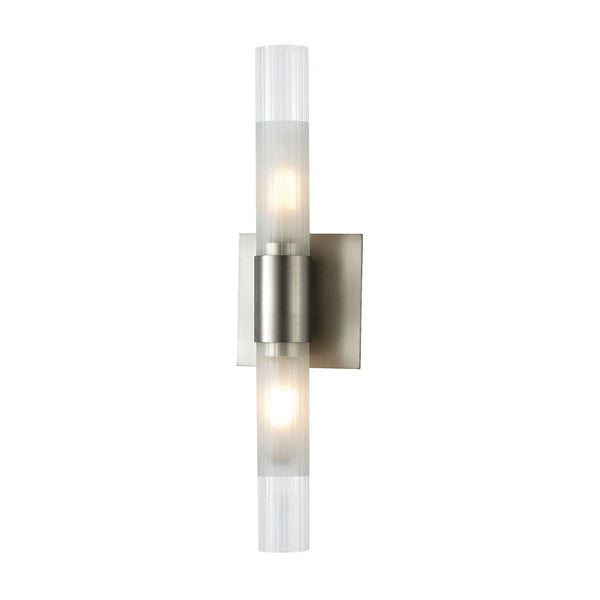 Regato Duo 2 Light Sconce In Satin Nickel With Clear And Frosted Glass