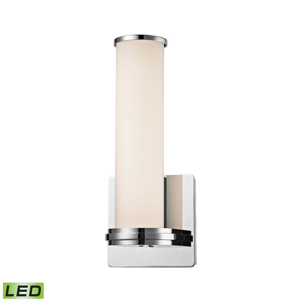 Baton 1 Light LED Wall Sconce In Chrome And White Opal Glass