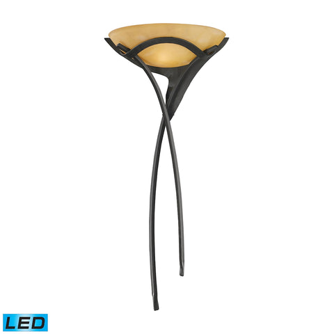 Aurora 1 Light LED Sconce In Antique Bronze With Amber Scavo Glass