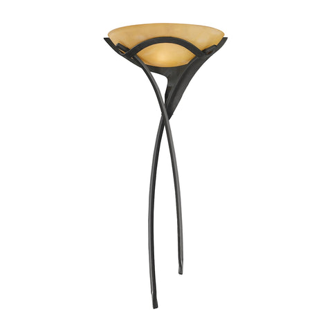 Aurora 1 Light Sconce In Antique Bronze With Amber Scavo Glass