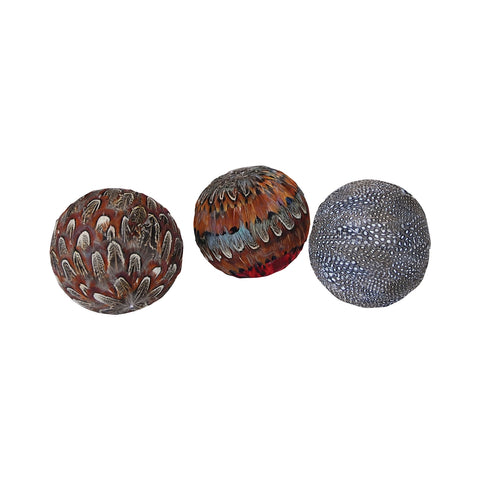 Plume Set of 3 Decorative 4-Inch Spheres