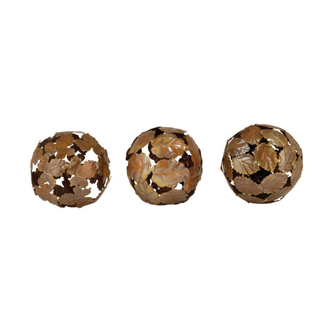 Leaf Decorative 4-Inch Spheres - Set of 3