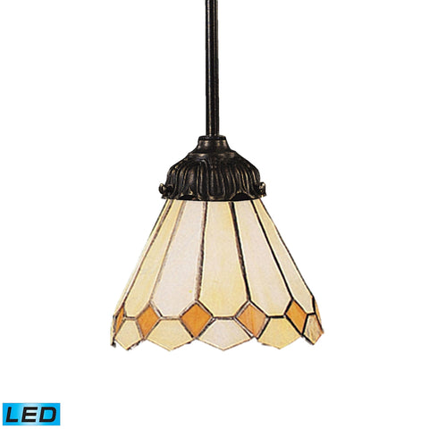 Mix-N-Match 1 Light LED Pendant In Tiffany Bronze And Multicolor Glass