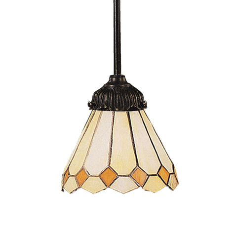 Mix-N-Match 1 Light Pendant In Tiffany Bronze And Multicolor Glass