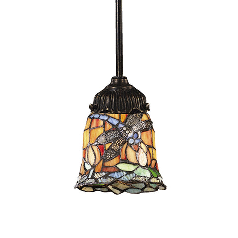 Mix-N-Match 1 Light Pendant In Tiffany Bronze And Multicolor Glass