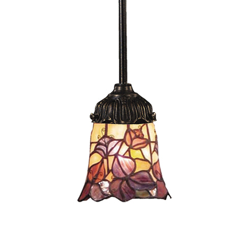 Mix-N-Match 1 Light Pendant In Tiffany Bronze And Multicolor Glass