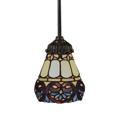 Mix-N-Match 1 Light Pendant In Tiffany Bronze And Multicolor Glass