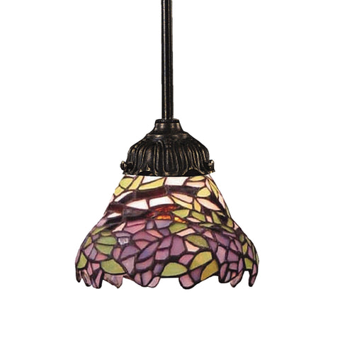 Mix-N-Match 1 Light Pendant In Tiffany Bronze And Multicolor Glass