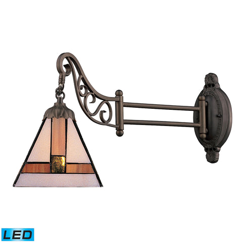 Mix-N-Match 1 Light LED Swingarm In Tiffany Bronze And Multicolor Glass