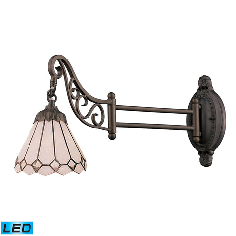 Mix-N-Match 1 Light LED Swingarm In Tiffany Bronze And Multicolor Glass