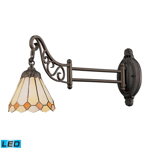 Mix-N-Match 1 Light LED Swingarm In Tiffany Bronze And Multicolor Glass