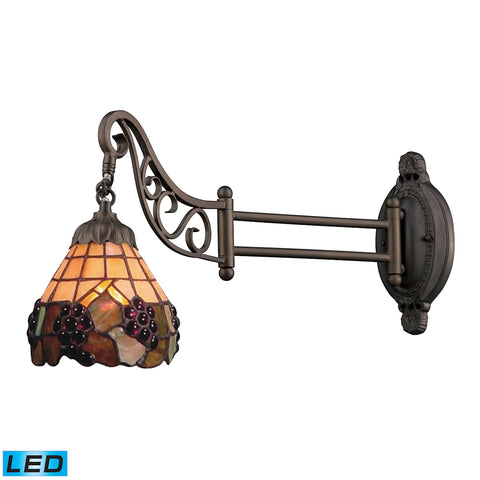 Mix-N-Match 1 Light LED Swingarm In Vintage Antique With Stained Glass