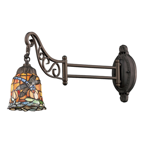 Mix-N-Match 1 Light Swingarm In Tiffany Bronze And Multicolor Glass