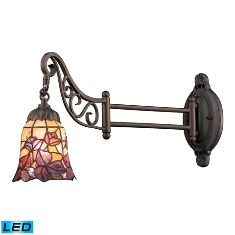 Mix-N-Match 1 Light LED Swingarm In Tiffany Bronze And Multicolor Glass