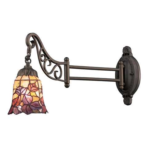 Mix-N-Match 1 Light Swingarm In Tiffany Bronze And Multicolor Glass