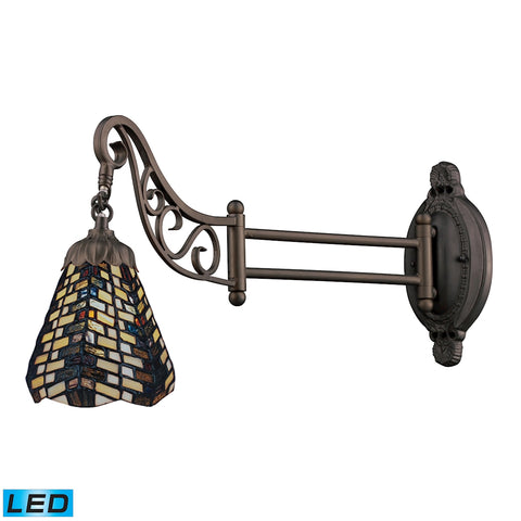 Mix-N-Match 1 Light LED Swingarm In Tiffany Bronze And Multicolor Glass