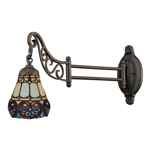 Mix-N-Match 1 Light Swingarm In Tiffany Bronze And Multicolor Glass