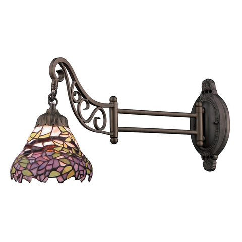 Mix-N-Match 1 Light Swingarm In Tiffany Bronze And Multicolor Glass