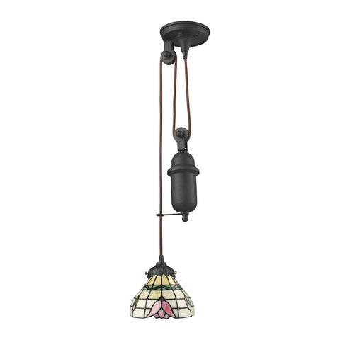 Mix-N-Match 1 Light Pulldown Pendant In Tiffany Bronze