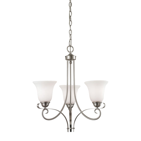 Brighton 3 Light EEF Chandelier In Brushed Nickel