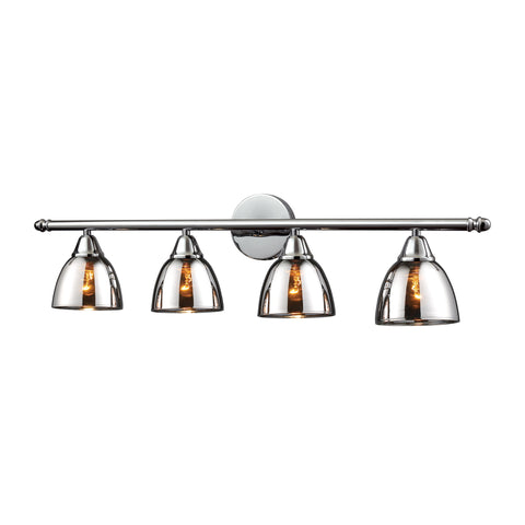 Reflections 4 Light Vanity In Polished Chrome With Chrome Plated Glass