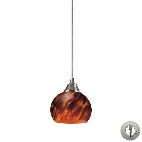 Mela 1 Light Pendant In Satin Nickel And Espresso - Includes Recessed Lighting Kit