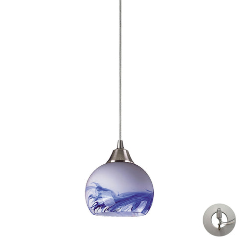 Mela 1 Light Pendant in Satin Nickel And Mountain - Includes Recessed Lighting Kit