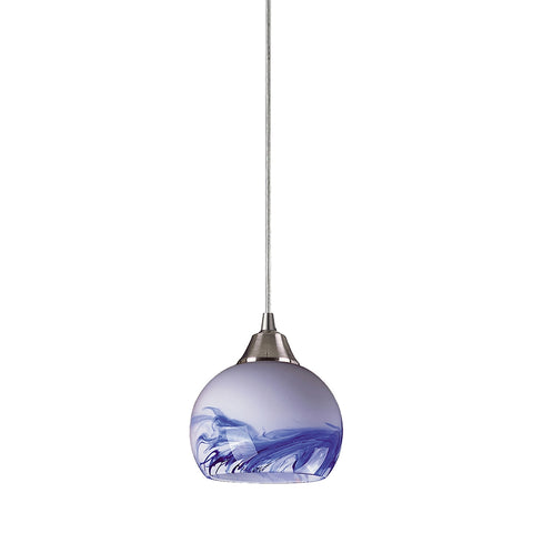 Mela 1 Light Pendant in Satin Nickel And Mountain
