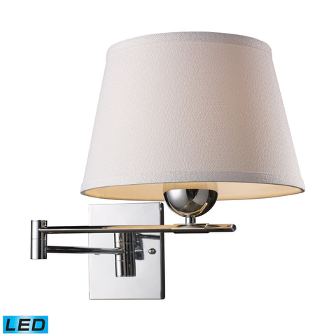 Lanza 1 Light LED Swing Arm Sconce In Polished Chrome With Off-White Shade