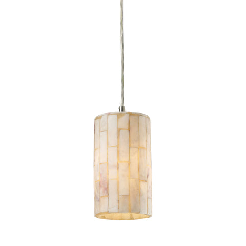 Coletta 1 Light LED Pendant In Satin Nickel And Genuine Stone