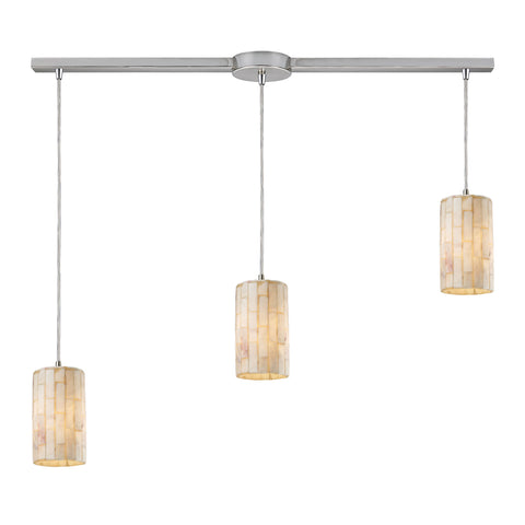 Coletta 3 Light Pendant In Satin Nickel And Genuine Stone
