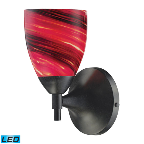 Celina 1 Light LED Sconce In Dark Rust And Autumn Glass