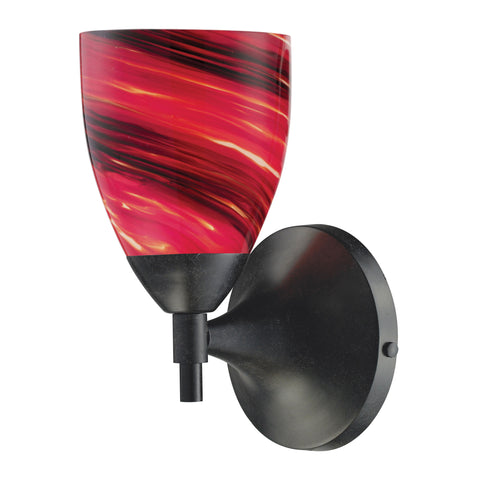 Celina 1 Light Sconce In Dark Rust And Autumn Glass